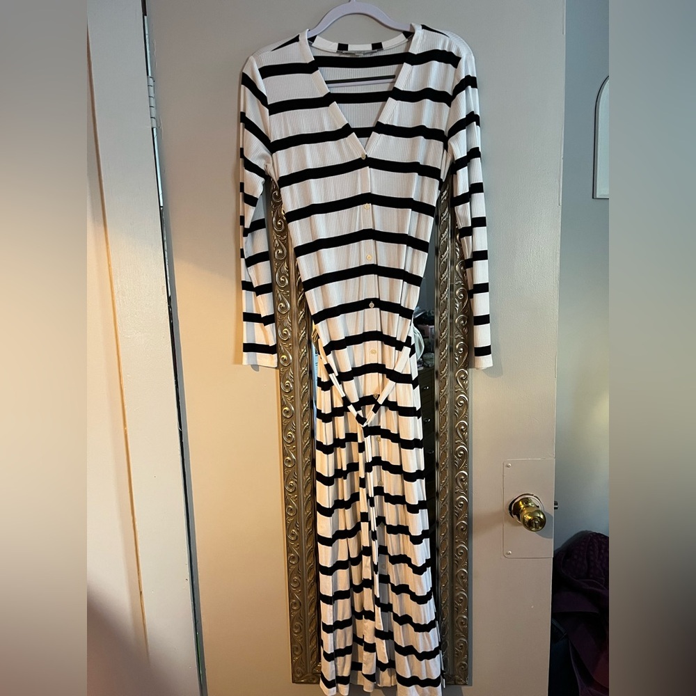 LOFT Blue and White Striped Knit Top